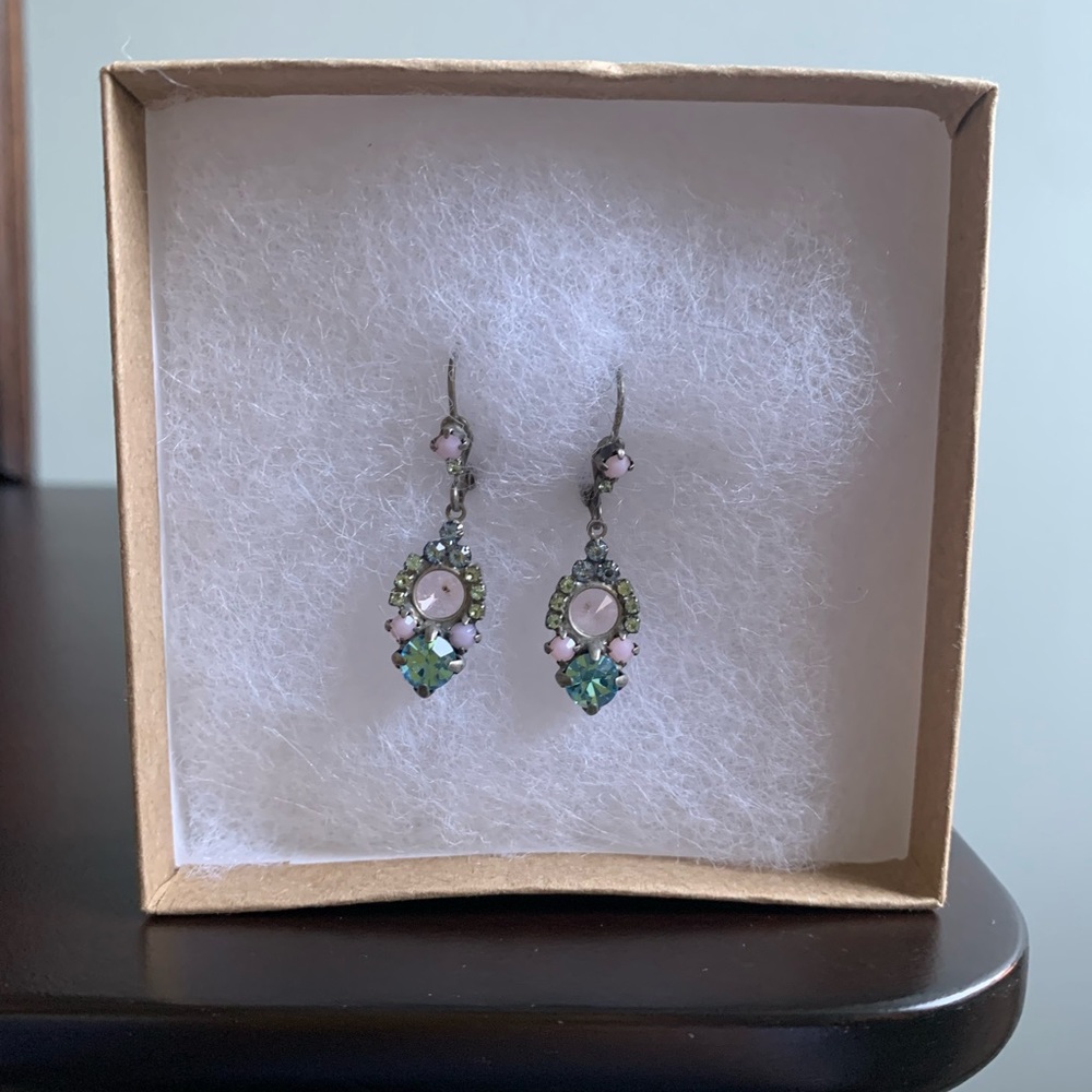Pretty Pink and Blue Stone Costume Jewelry Earrings